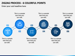 Zigzag Process - 6 Colorful Points PPT Slide 2