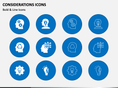 Considerations Icons PPT Slide 1