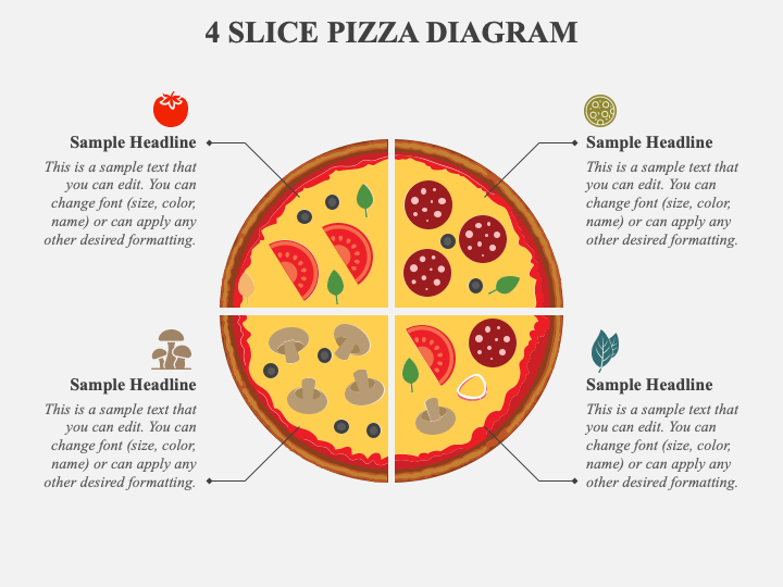 4 Slice Pizza Diagram PPT Slide 1