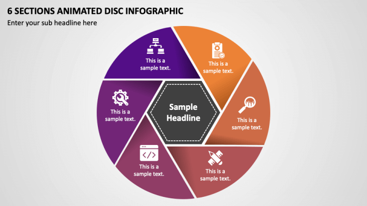 6 Sections Animated Disc Infographic PPT Slide 1