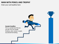 Man With Pencil And Trophy PPT Slide 1