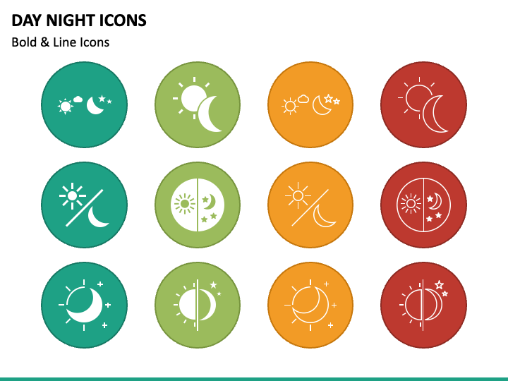 Day Night Icons PowerPoint Template - PPT Slides