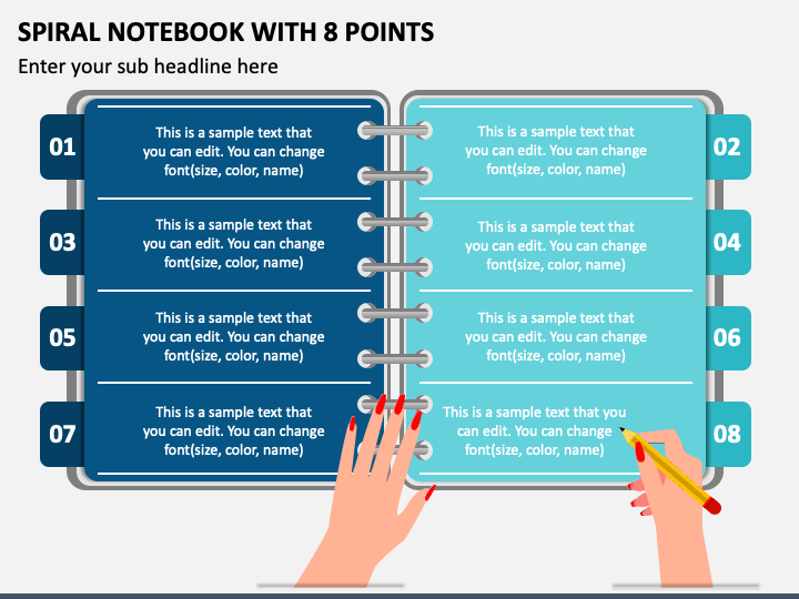 Spiral Notebook With 8 Points PPT Slide 1