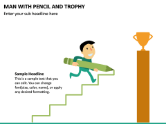 Man With Pencil And Trophy PPT Slide 2