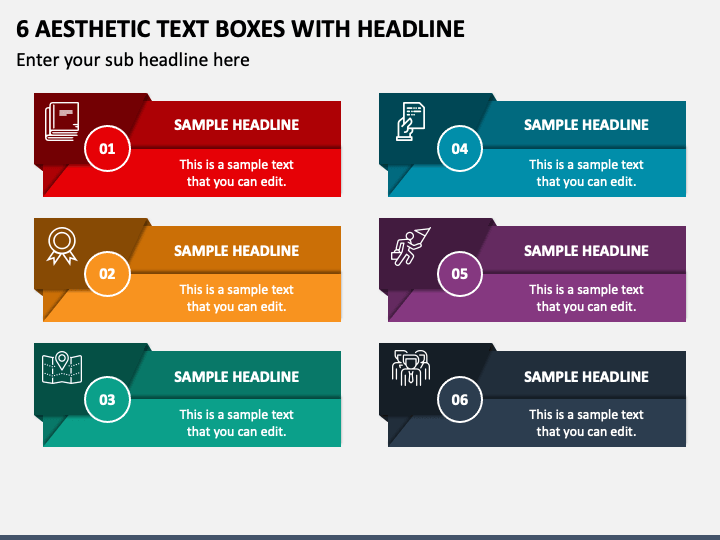 6 Aesthetic Text Boxes with Headline PPT Slide 2