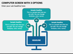 Computer Screen with 3 Options PPT Slide 1