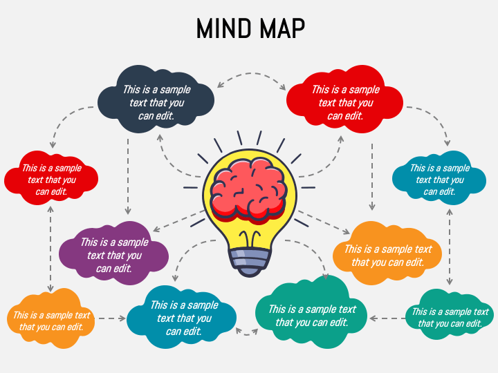 Mind Map Template - Four Ideas - Square