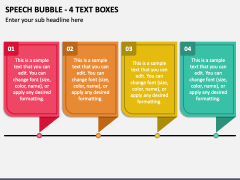 Speech Bubble - 4 Text Boxes PPT Slide 1