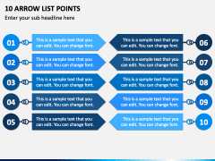 10 Arrow List Points PPT Slide 2