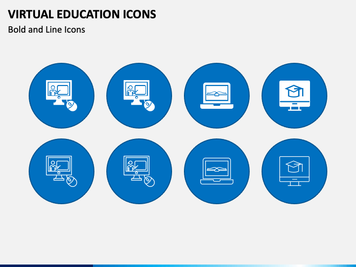 Virtual Education Icons PPT Slide 1