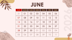 2026 Calendar - Aesthetic Style PPT Slide 7