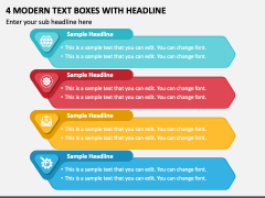 4 Modern Text Boxes with Headline PPT Slide 1