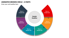 Animated Broken Circle - 6 Parts PPT Slide 1