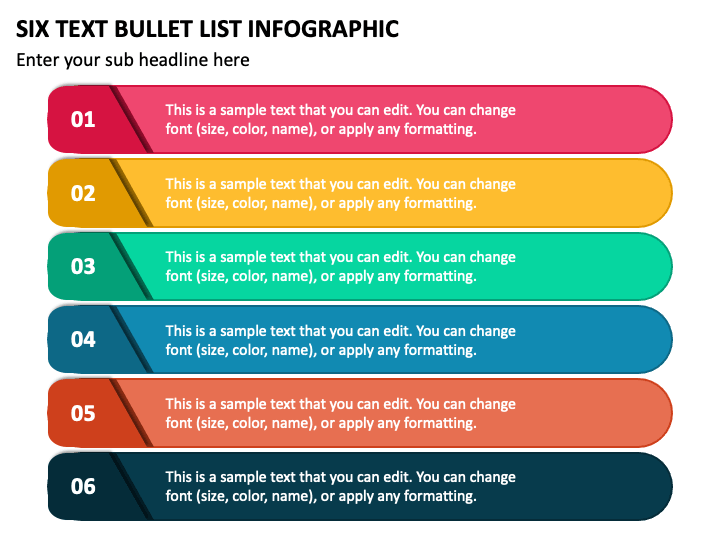 Six Text Bullet List Infographic PPT Slide 2