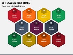 11 Hexagon Text Boxes PPT Slide 2
