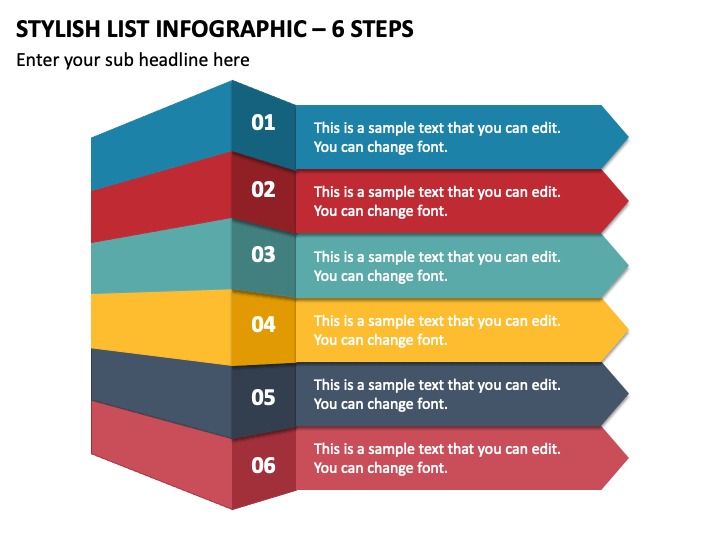Stylish List Infographic - 6 Steps PPT Slide 2