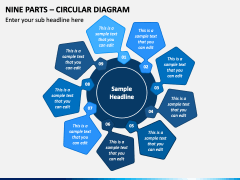 Nine Parts - Circular Diagram PPT Slide 1