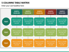 5 Columns Table Matrix PPT Slide 2