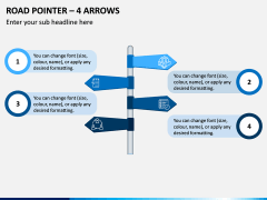 Road Pointer – 4 Arrows PPT Slide 1