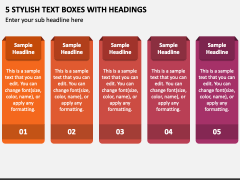 5 Stylish Text Boxes with Headings PPT Slide 1