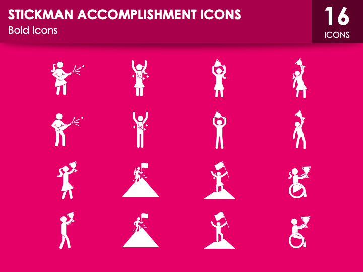 Stickman Accomplishment Icons PPT Slide 1