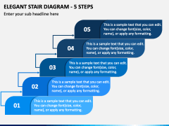 Elegant Stair Diagram - 5 Steps PPT Slide 2