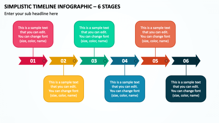 Simplistic Timeline Infographic - 6 Stages PPT Slide 1