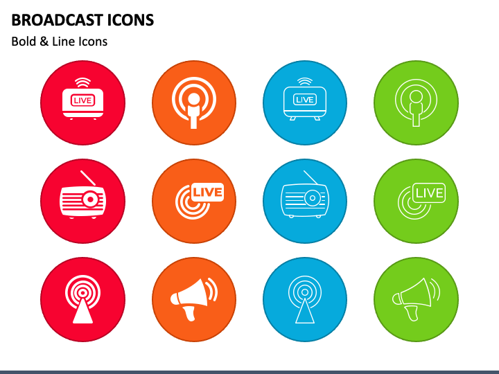 Broadcast Icons PPT Slide 1