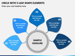 Circle with 5 Leaf Shape Elements PPT Slide 2
