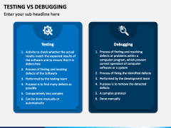 Testing Vs Debugging PowerPoint Template - PPT Slides