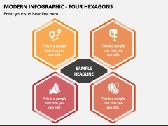 Modern Infographic - Four Hexagons PPT Slide 1