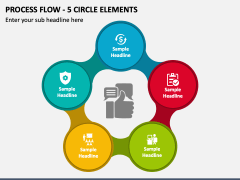 Process Flow - 5 Circle Elements PPT Slide 1