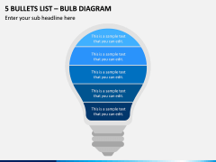 5 Bullets List - Bulb Diagram PPT Slide 1