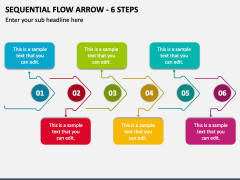 Sequential Flow Arrow - 6 Steps PPT Slide 1