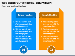 Two Colorful Text Boxes - Comparison PPT Slide 1
