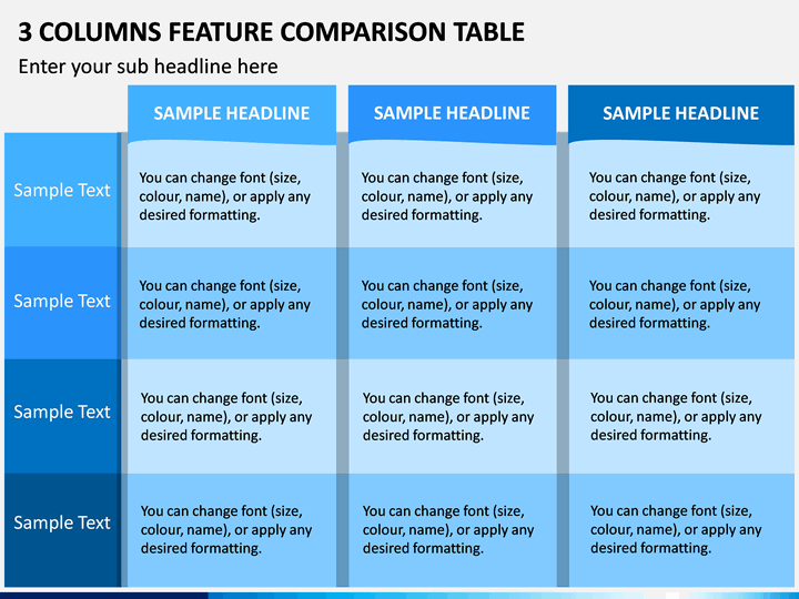 3 Columns Feature Comparison Table PPT Slide 1