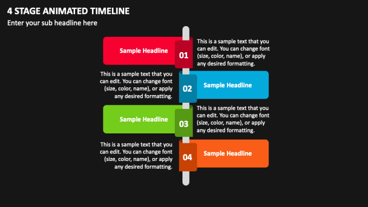 4 Stage Animated Timeline PPT Slide 1