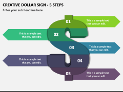 Creative Dollar Sign - 5 Steps PPT Slide 1