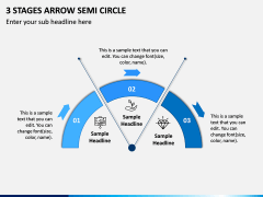 3 Stages Arrow Semi Circle PPT Slide 1