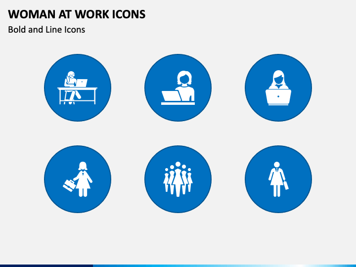 Woman At Work Icons PPT Slide 1