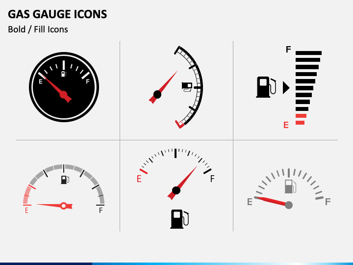 Gas Gauge Icons PowerPoint Slide 1