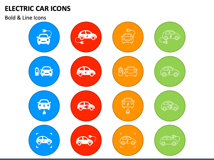 Electric Car Icons PPT Slide 1