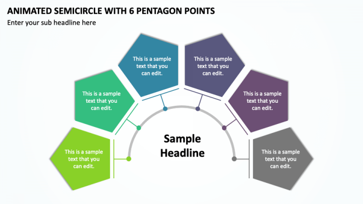 Animated Semicircle with 6 Pentagon Points PPT Slide 1