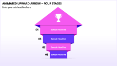 Animated Upward Arrow - Four Stages PPT Slide 1