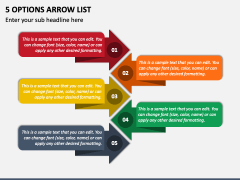 5 Options Arrow List PPT Slide 2