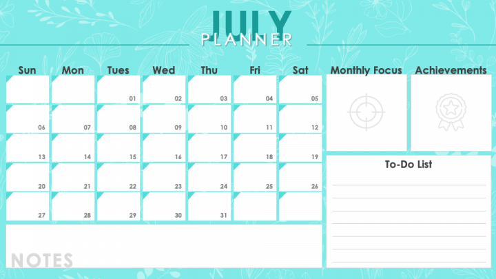 July Planner PPT Slide 1