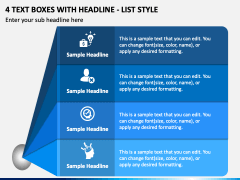 4 Text Boxes with Headline - List Style PPT Slide 2