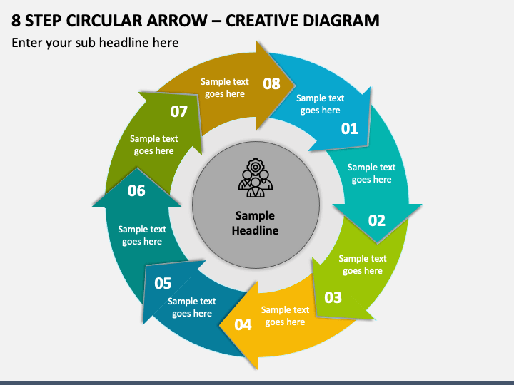 8 Step Circular Arrow - Creative Diagram PPT Slide 1