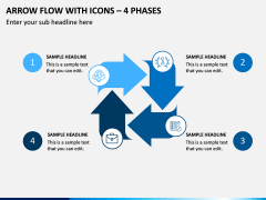 Arrow Flow with Icons – 4 Phases PPT Slide 1