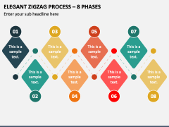 Elegant Zigzag Process - 8 Phases PPT Slide 1